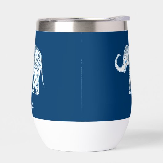 Ornate Patterned Blue Elephant Personalised (左面)