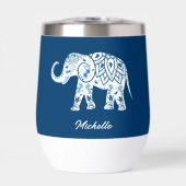 Ornate Patterned Blue Elephant Personalised (正面)