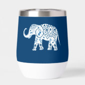 Ornate Patterned Blue Elephant Personalised (背面)