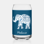 Ornate Patterned Blue Elephant Personalised ガラス缶 (正面)
