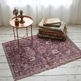 Ornate Persian Deep Plum Floral Paisley Accents スローブランケット