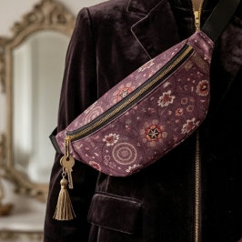 Ornate Persian Deep Plum Floral Paisley Accents ファニーパック