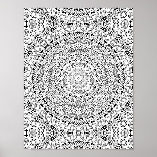 Ornate Petal Rings Coloring Page Pattern Design ポスター (正面)