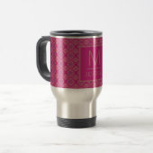 Ornate Pink Purple Geometric Pattern Personalised トラベルマグ (正面左)