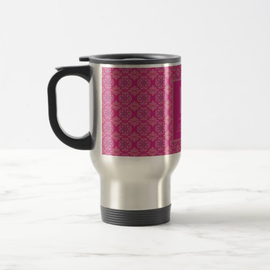 Ornate Pink Purple Geometric Pattern Personalised トラベルマグ (左)