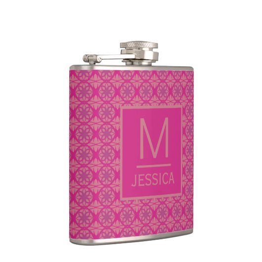 Ornate Pink Purple Geometric Pattern Personalised フラスク (右)