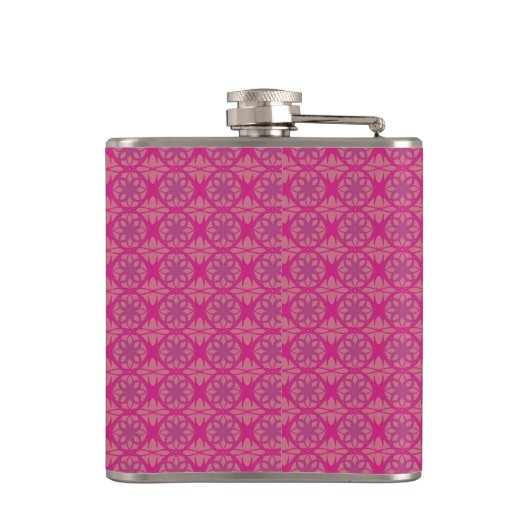 Ornate Pink Purple Geometric Pattern Personalised フラスク (裏面)