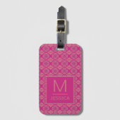 Ornate Pink Purple Geometric Pattern Personalised ラゲッジタグ (正面縦)