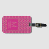 Ornate Pink Purple Geometric Pattern Personalised ラゲッジタグ (正面横)