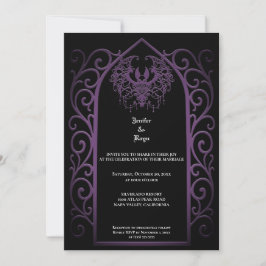Ornate purple border Gothic wedding Invitation 招待状