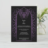 Ornate purple border Gothic wedding Invitation 招待状 (スタンド正面)