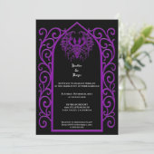 Ornate purple border Gothic wedding Invitation 招待状 (スタンド正面)