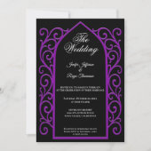 Ornate purple border Gothic wedding Invitation 招待状 (正面)