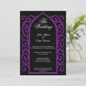 Ornate purple border Gothic wedding Invitation 招待状 (スタンド正面)