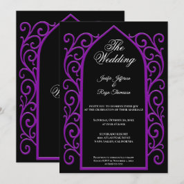 Ornate purple border Gothic wedding Invitation 招待状