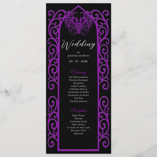 Ornate purple border Gothic Wedding Program メニュー (正面)