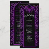 Ornate purple border Gothic Wedding Program メニュー (正面/裏面)
