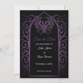 Ornate purple border wedding save the date 案内状 (正面)