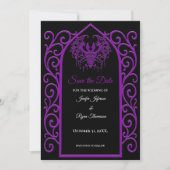 Ornate purple border wedding save the date 案内状 (正面)