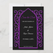 Ornate purple border wedding save the date 案内状 (正面)