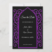 Ornate purple border wedding save the date 案内状 (正面)