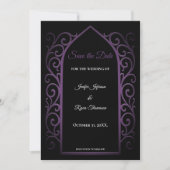 Ornate purple border wedding save the date 案内状 (正面)