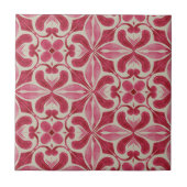 Ornate Red Azulejo Pattern with Floral Motifs  タイル (正面)