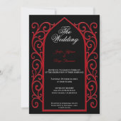 Ornate red border Gothic wedding Invitation 招待状 (正面)