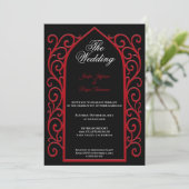 Ornate red border Gothic wedding Invitation 招待状 (スタンド正面)