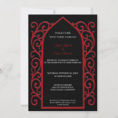 Ornate red border Photo Gothic wedding Invitation 招待状 (正面)