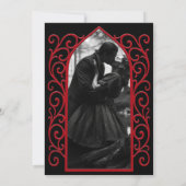 Ornate red border Photo Gothic wedding Invitation 招待状 (裏面)