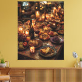 Ornate Red Wine Banquet Table キャンバスプリント (インサイチュ (リビング))