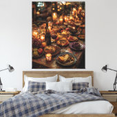 Ornate Red Wine Banquet Table キャンバスプリント (インサイチュ (寝室))