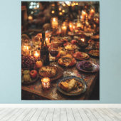 Ornate Red Wine Banquet Table キャンバスプリント (インサイチュ (ウッドフロア))