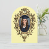 Ornate Rococo Cartouche Photo Template Graduation 招待状 (スタンド正面)