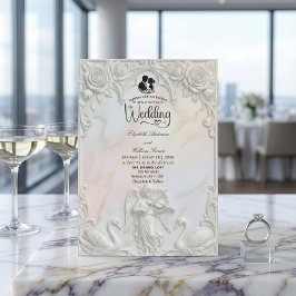 Ornate Rococo Cherub & Swan Fairytale Wedding  招待状