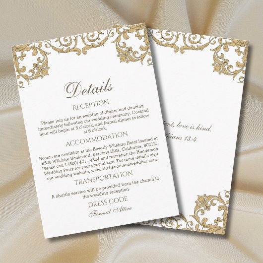 Ornate Rococo Vintage Christian Wedding Details  エンクロージャーカード