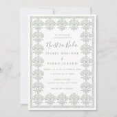 Ornate Romantic Sage Green Nuestra Boda Wedding 招待状 (正面)