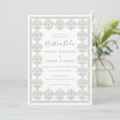 Ornate Romantic Sage Green Nuestra Boda Wedding 招待状 (スタンド正面)