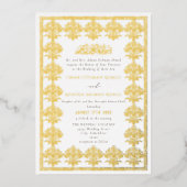 Ornate Romantic Vintage Gold Islamic Wedding 箔招待状 (正面)
