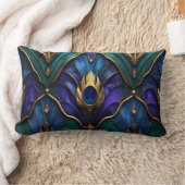 Ornate Royal Peacock & Gold Luxury Pillow ランバークッション (ブランケット)