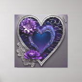 Ornate sapphire & amethyst heart fantasy AI art  キャンバスプリント (正面)