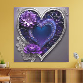 Ornate sapphire & amethyst heart fantasy AI art  キャンバスプリント (インサイチュ (リビング))