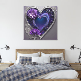 Ornate sapphire & amethyst heart fantasy AI art  キャンバスプリント