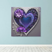 Ornate sapphire & amethyst heart fantasy AI art  キャンバスプリント (インサイチュ (ウッドフロア))