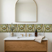 Ornate Scarab Beetle Emerald Teal Gold Art Nouveau タイル