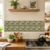 Ornate Scarab Beetle Emerald Teal Gold Art Nouveau タイル