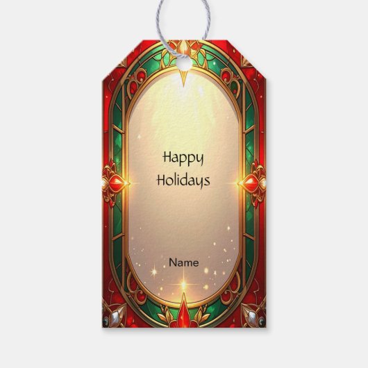 Ornate Stained Glass Holiday Gift Tag ギフトタグ (正面)