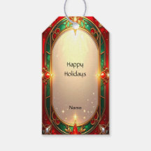 Ornate Stained Glass Pattern Gift Tag
