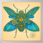 Ornate Technical Diagram: Steampunk Insect ポスター (正面)